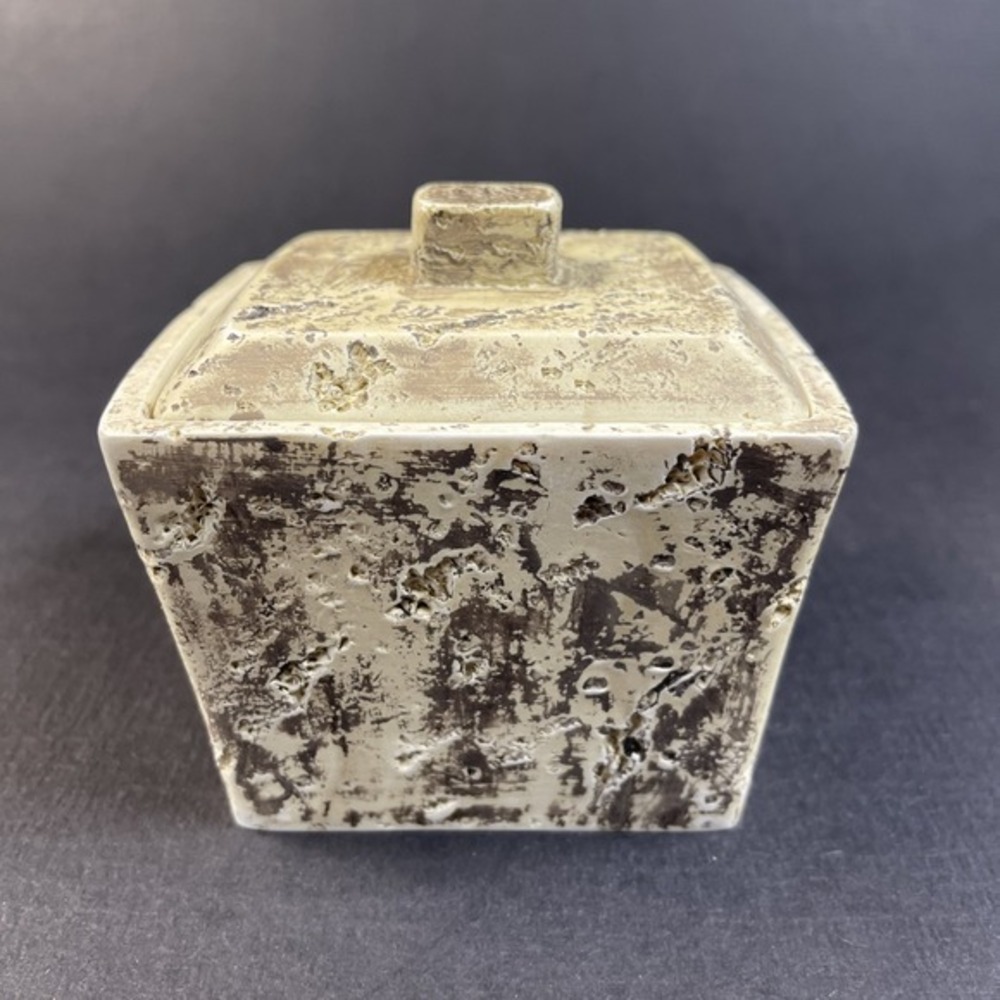 Rustic Cream Brown Distressed Terrazzo Look Trinket Box Lid Farmhouse‎ Decor